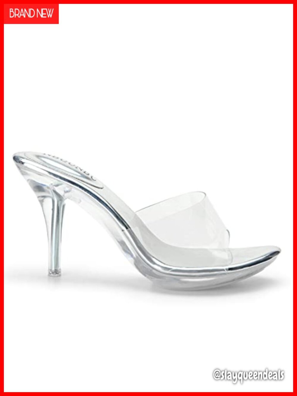 Sexy Stiletto Heel Sandals - Clear TPU Mules with Silver Heels